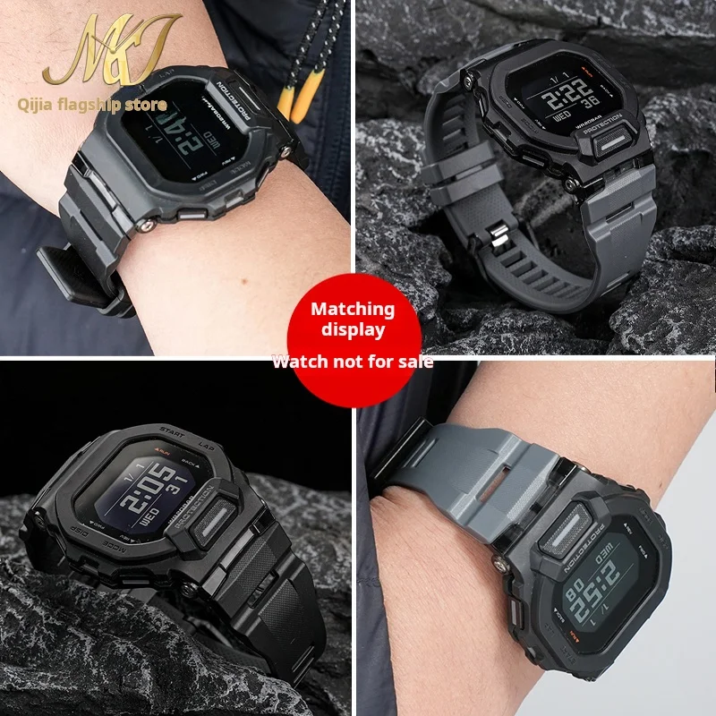 New For Casio Small Square GBD-200SM GBD-200 Cat Rubber Silicone Watch Strap Men\'s Watchband waterproof Black gray mans bracelet