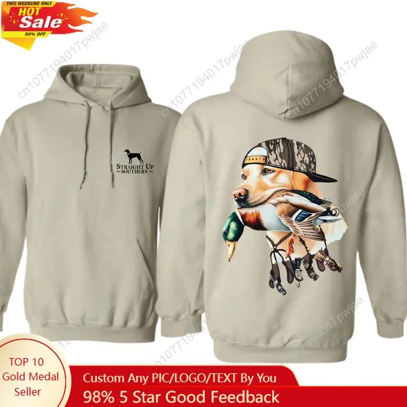 سترة بغطاء للرأس من Southern - كلب صيد جريء مع رسومات البط، سويت شيرت كاجوال للجنسين لعشاق الهواء الطلق والطيور المائية #1