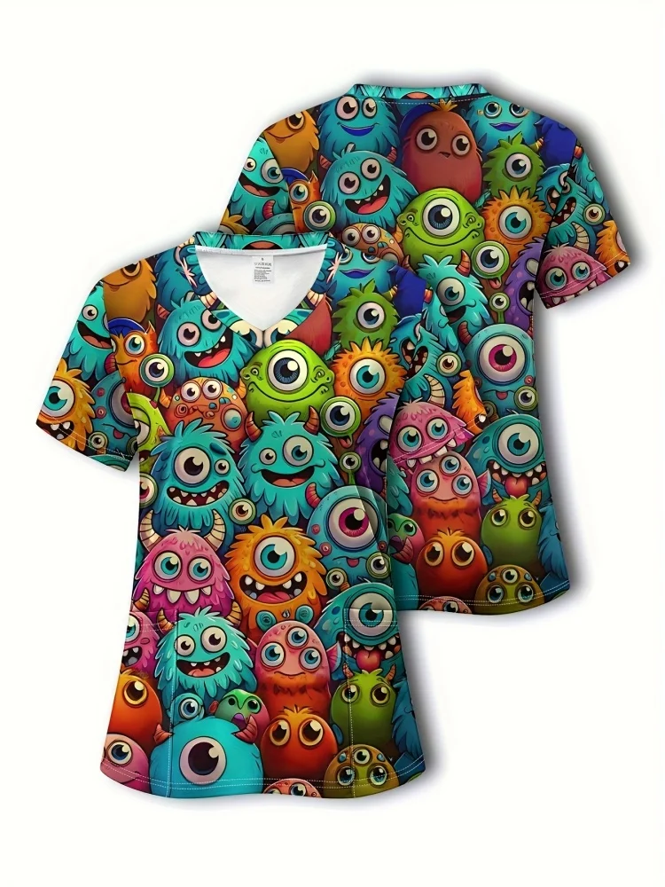 Аксессуары для медсестер, скрабы, женская униформа медсестры, эластичная униформа доктора Диснея Винни-Пуха для медицинской/лабораторной одежды