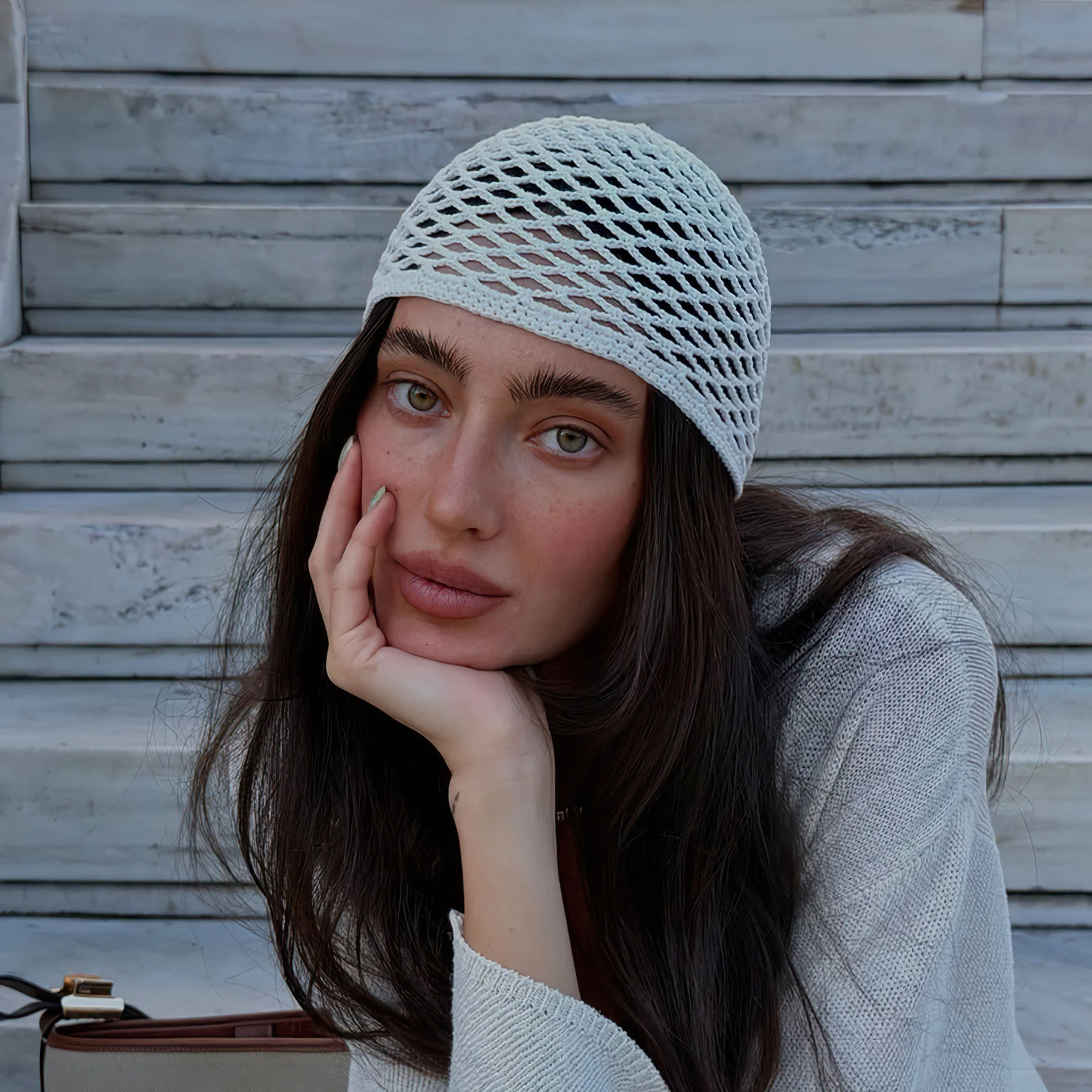 2026 New Handmade Crochet Hat Women Breathable Mesh Beanie Solid Color Hollow Knitted Hat Summer Headscarf Hat Y2K Pullover Hat