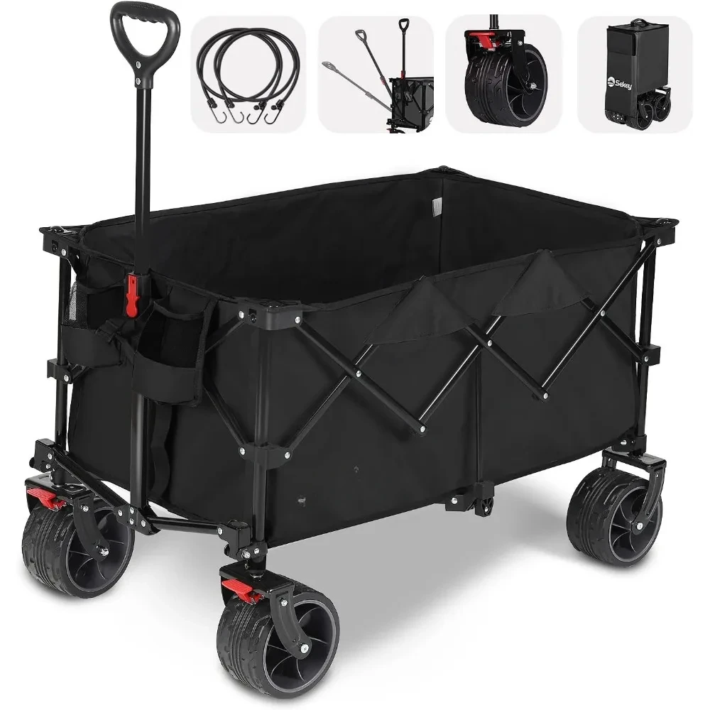 

Garden Cart, 330lbs Weight 220L Foldable Capacity with Duty Folding Utility Gardens Carts for All-Terrain Holders Garden Cart