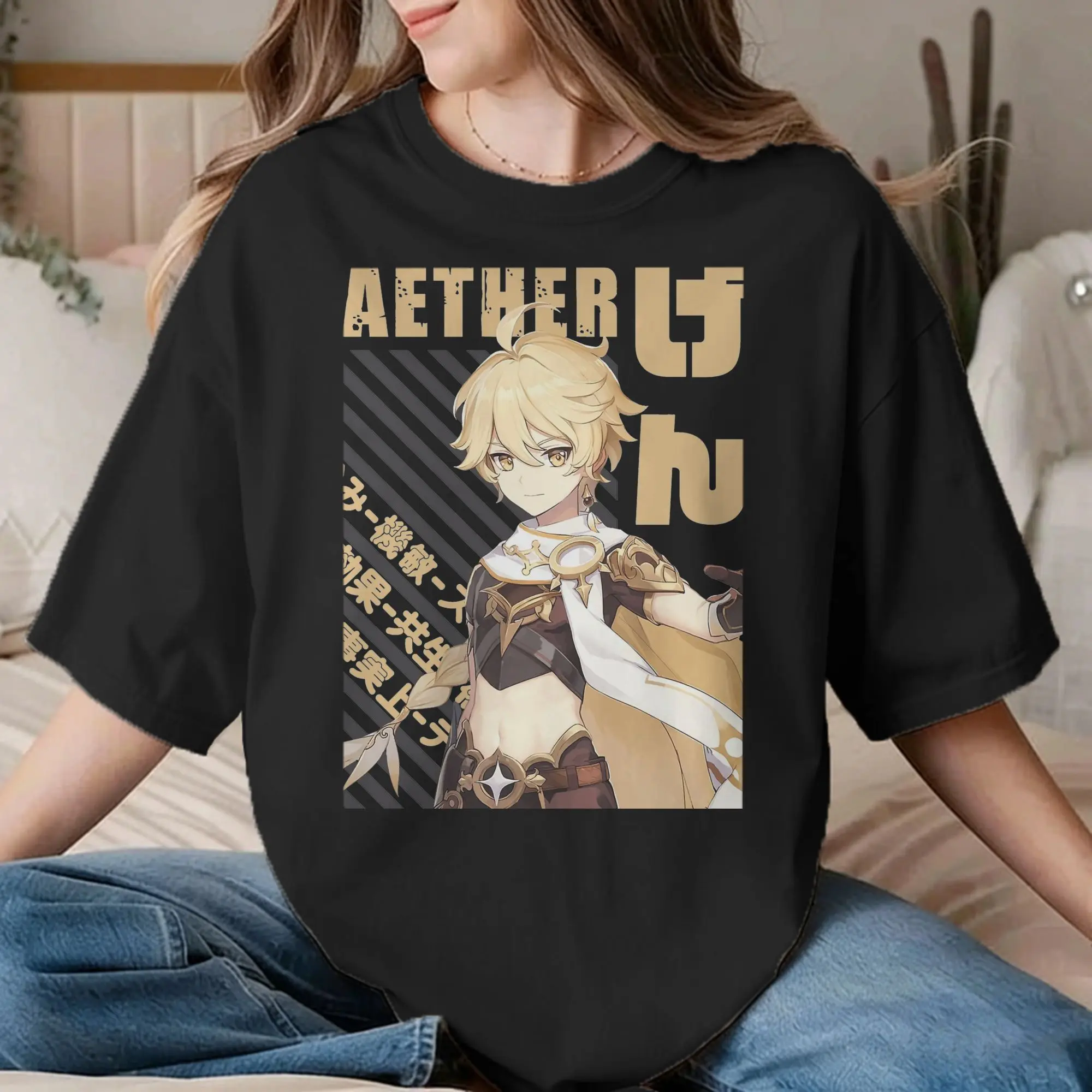 Hipster Genshin Impact Aether T-Shirt for Men Women Round Collar 100% Cotton T Shirt  Short Sleeve Tee Shirt Plus Size Tops