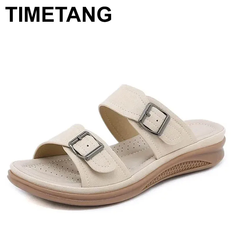 

2025 женские летние модные повседневные сандалии с открытым носком и пряжкой, легкие сандалии в стиле ретро на наклонном каблуке, минималистичные сандалии