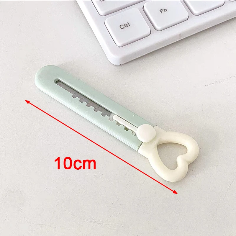 Kawaii Mini Pocket Love Heart Art Utility Knife Express Box Knife Paper Cutter Craft Wrapping Refillable Blade Stationery