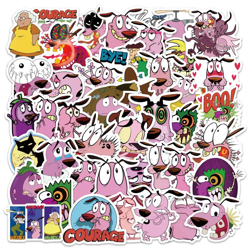 

54PCS Cartoon Animation Curage The Cowardly Dog Sticker Funny Graffiti for Water Cup Guitar Computer Waterproof Decal Toys Gifts