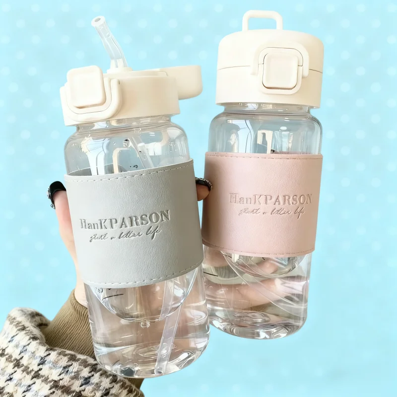 500ml Leak-proof Bottle With Straw Portable Student School Food Grade Plastic Water Cup Modern Simple Style Juice_maomaolike.com