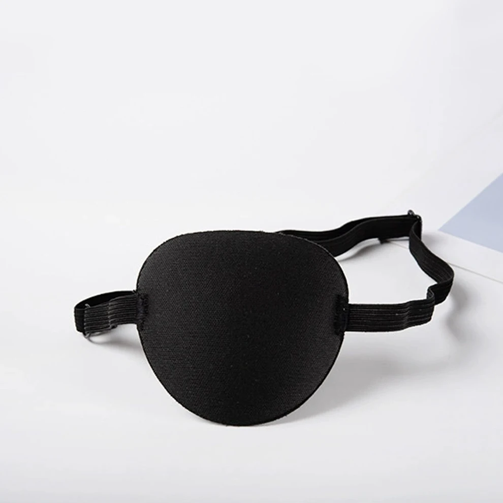 Unisex Black Single Eye Patch  Concave Eyepatch One Eye Washable Adjustable Foam 3D Groove Strap Full Shading Training