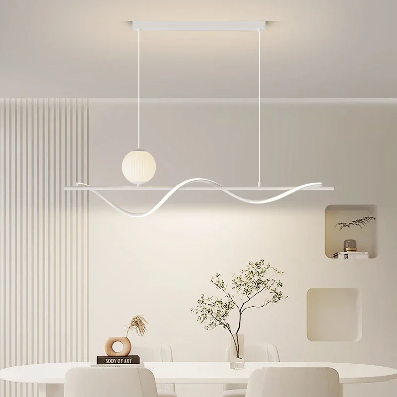 

Modern Simple Led Restaurant Chandelier Light Luxury Dining Table Pendant Light Nordic Long Strip Creative Indoor Lighting Lamps