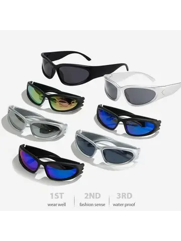 Y2k Eyeglasses Classic Punk Wrap Around Vintage Sunglasses Women Men Luxury Sun Glasses Fashion Sport Eyewear UV400 Goggles