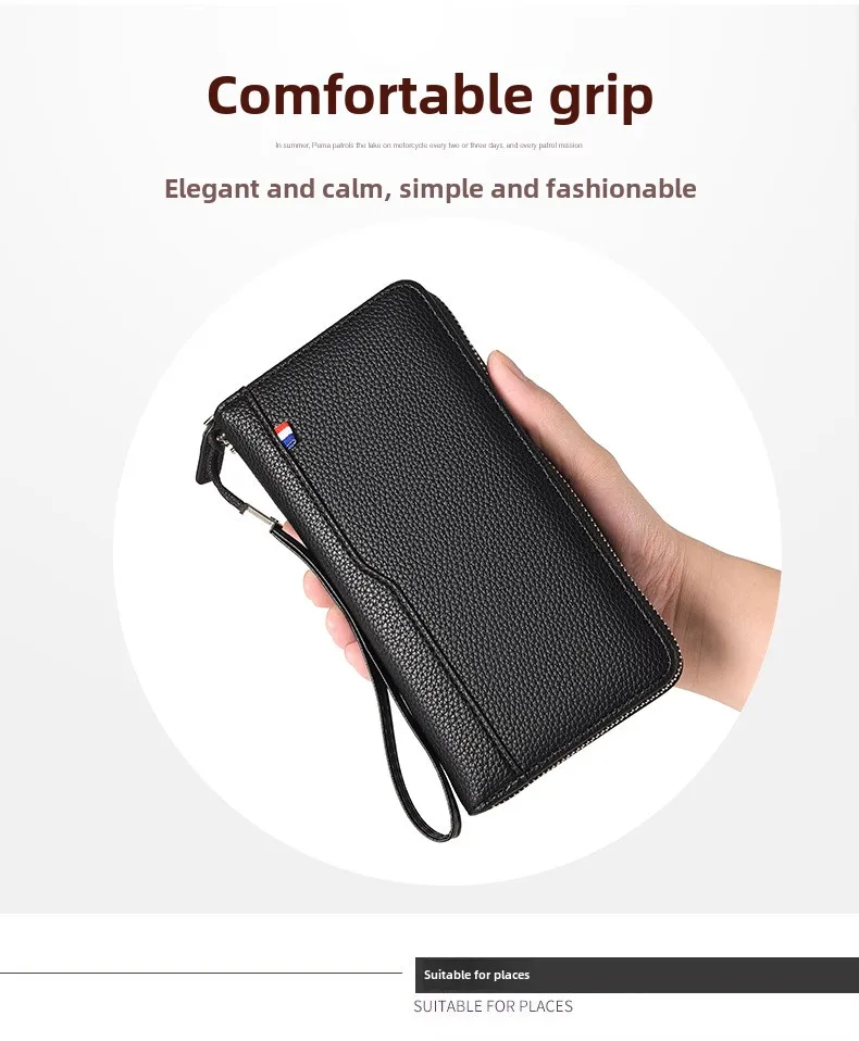 Mode männer Brieftasche Lange Zip Karte Halter Business Casual Geldbörse Für Jugend Koreanischen Stil Multi-Tasche Schlanke Handtasche – Detail 8