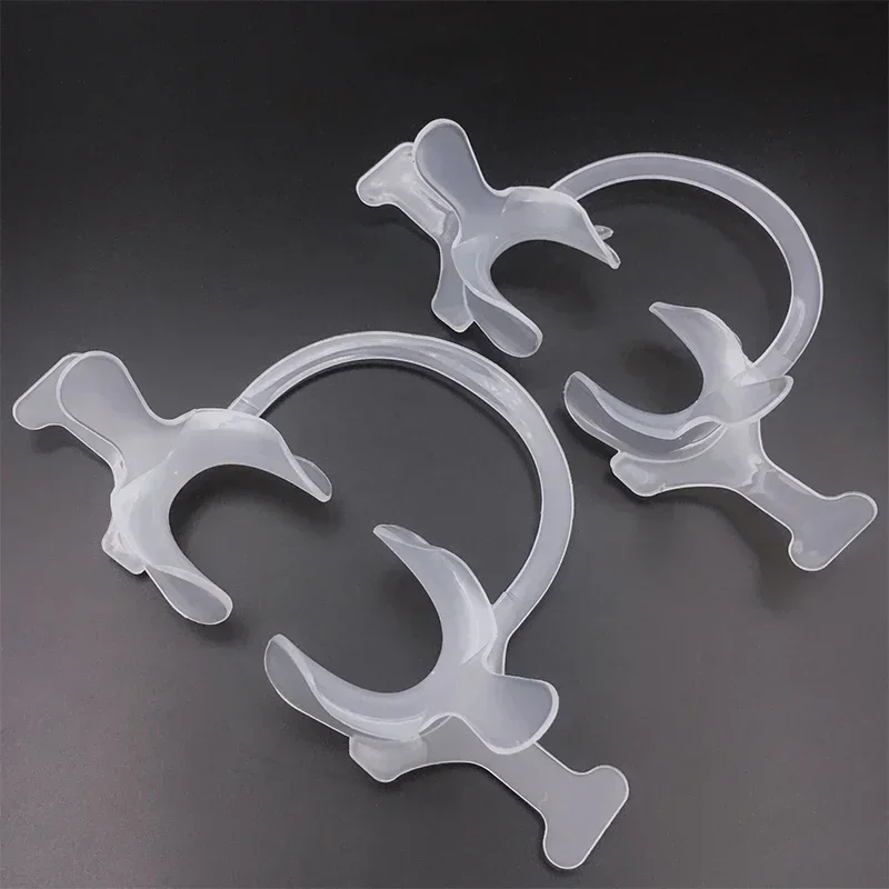 30pcs Dental Orthodontic C Type Mouth Opener Transparent Tooth Intraoral Lip Cheek Retractor with Handle Dentist Tool