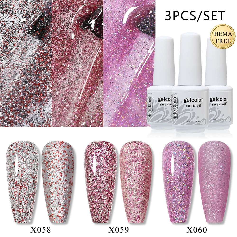 Arte Clavo 3 Stuks Hema Vrije Gel Polish Kleuren Permanente Nagellak Set Langdurige Manicure Basis Top Jas Klassieke Kleur Kit