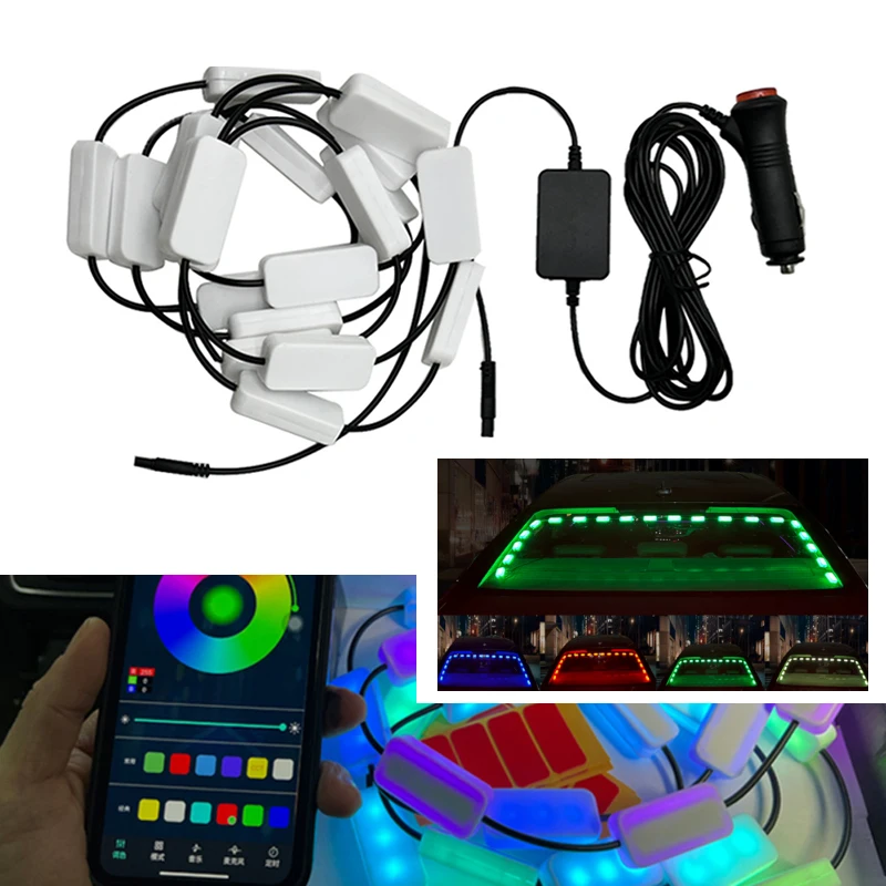 

2Meter Car Rear Windshield Ambient Light Sticker Styling Neon Lamp RGB LED Music Rhythm Light Sound