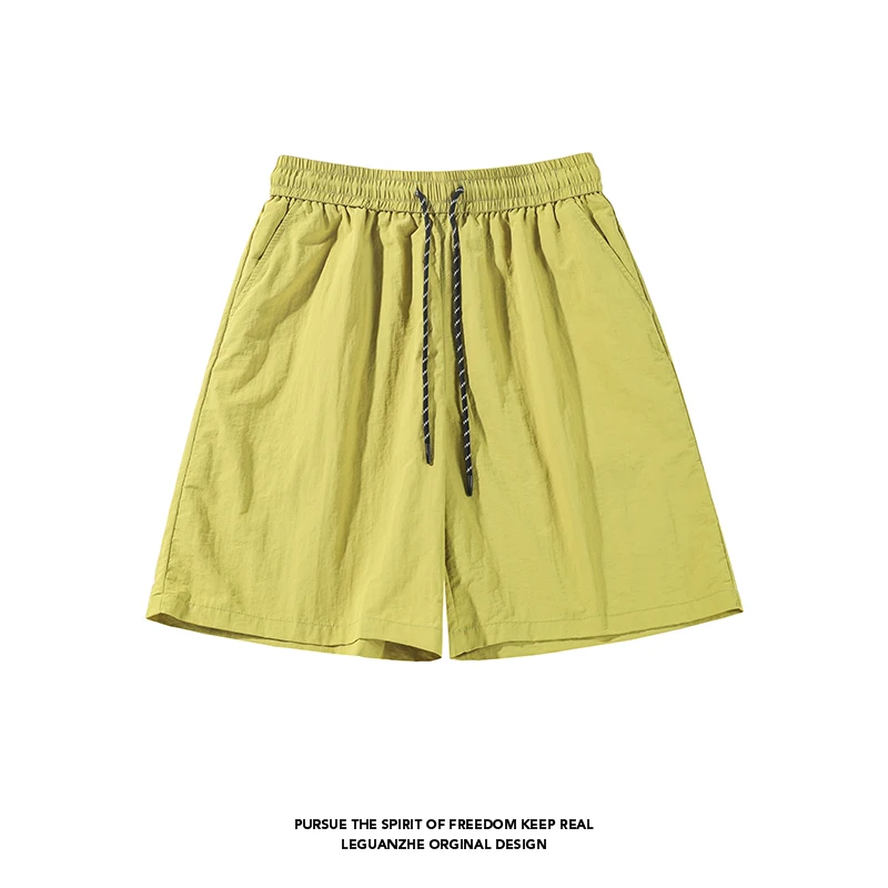 Basic Solid Colour Shorts Men's Casual Loose Sports Shorts Summer Drawstring Design Elastic Waist Quick Dry Basketball Trousers