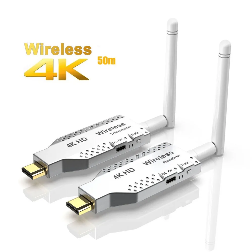4K 5.8G 50M 무선 HDMI 호환 비디오 오디오 송신기 수신기 어댑터 TV 모니터 프로젝터 PC용 동글 플러그 앤 플레이