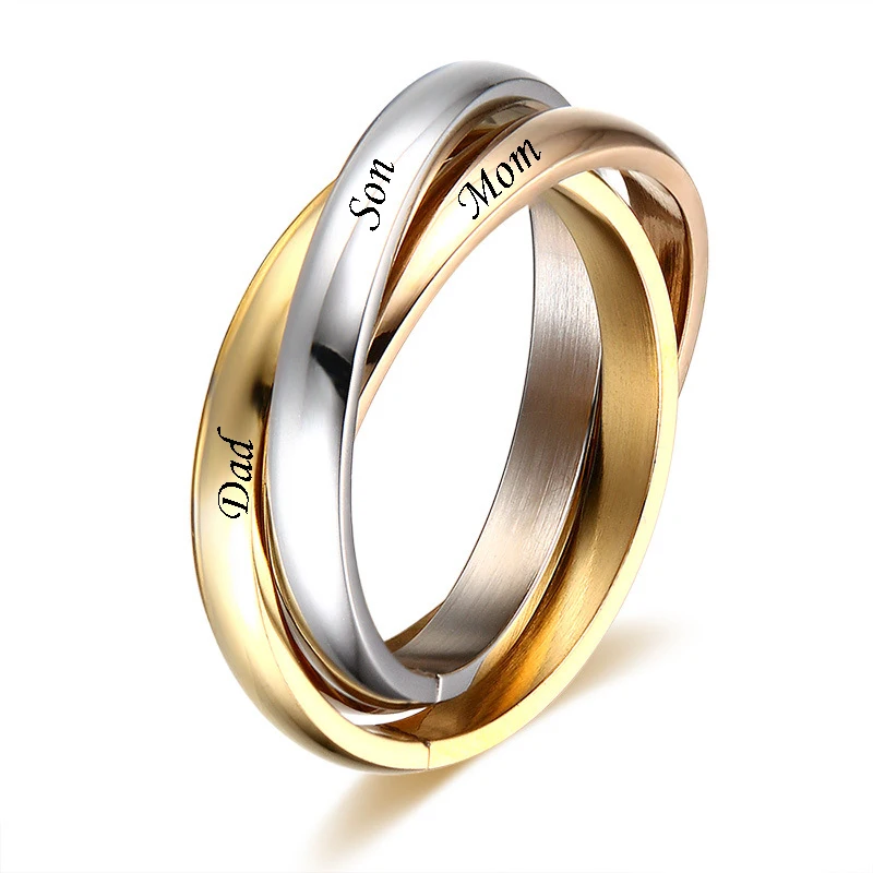 Anillo de moda personalizado con círculo entrelazado para mujer y hombre, joyería de regalo, joyería clásica de amor para boda, bisutería de acero inoxidable para mujer, Bague Acier Inox