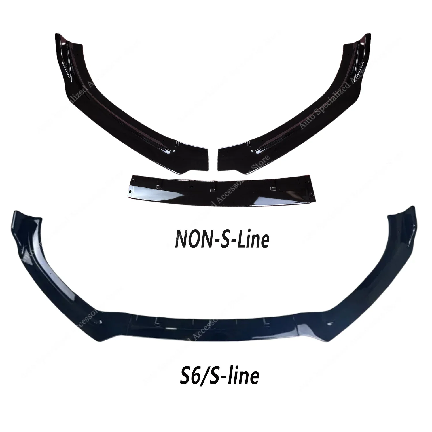 Gloss Black Front Bumper Lip Spoiler Splitter Diffuser For AUDI A6 S6 4G TFSI FSI TDI S-Line 2015-2018 Facelift Bodykits Tuning