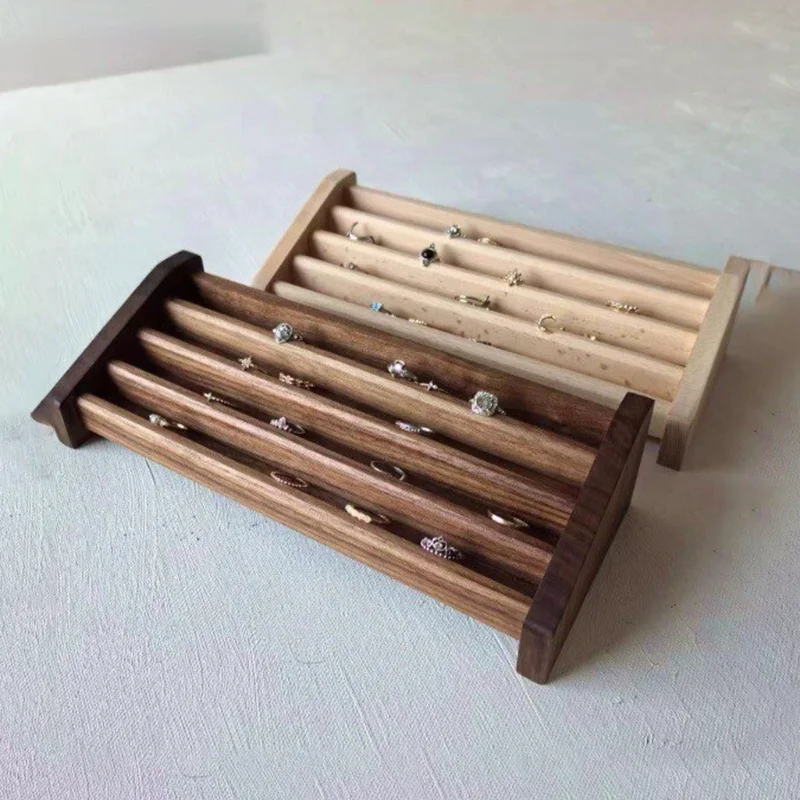 Solid Wood Ring Display Rack Retro Rings Storage Holder Large Capacity Ring Organizer Racks Desktop Rings Collection Stand