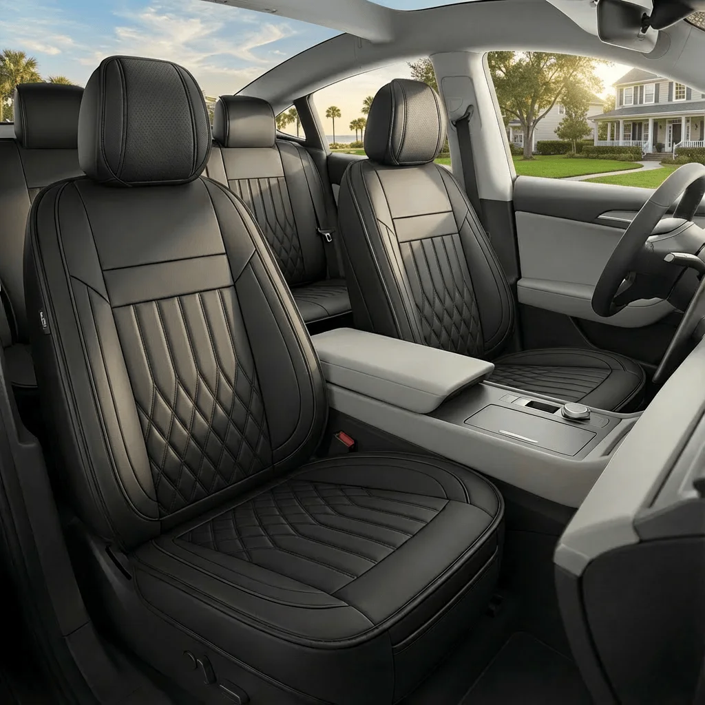 

Napa Fabric Luxury Waterproof Car Seat Covers - All-Season Cushion Fit for Honda Civic, Toyota Camry, Corolla, and More