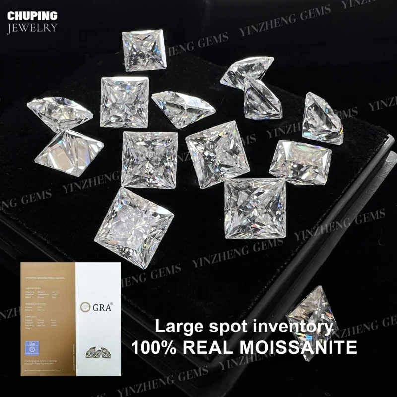 

Square Princess 6A Grade D Color Moissanite 0.4ct To 6ct With Certificate Pass Diamond Test Loose Moissanite Stone For Jewelry