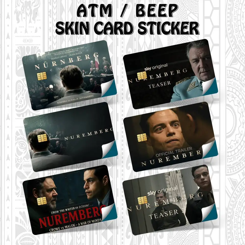 فيلم Nuremberg 2025 بطاقات الائتمان البنك حافلة تمرير ملصقات ديكور رائع مقاوم للماء 4 قطعة بطاقة