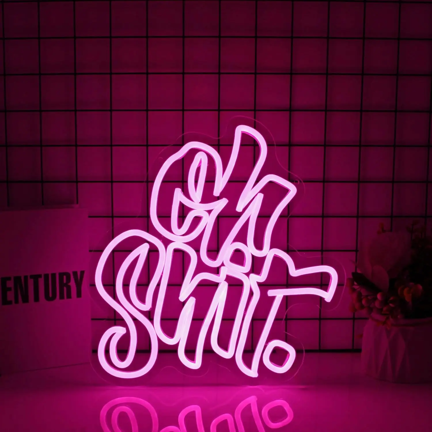 Oh Shit Neon Sign For Wall Decor 5/12V USB Power Pink Light With Dimmable Switch Neon Sign For Living Room Bar Party Club Decor