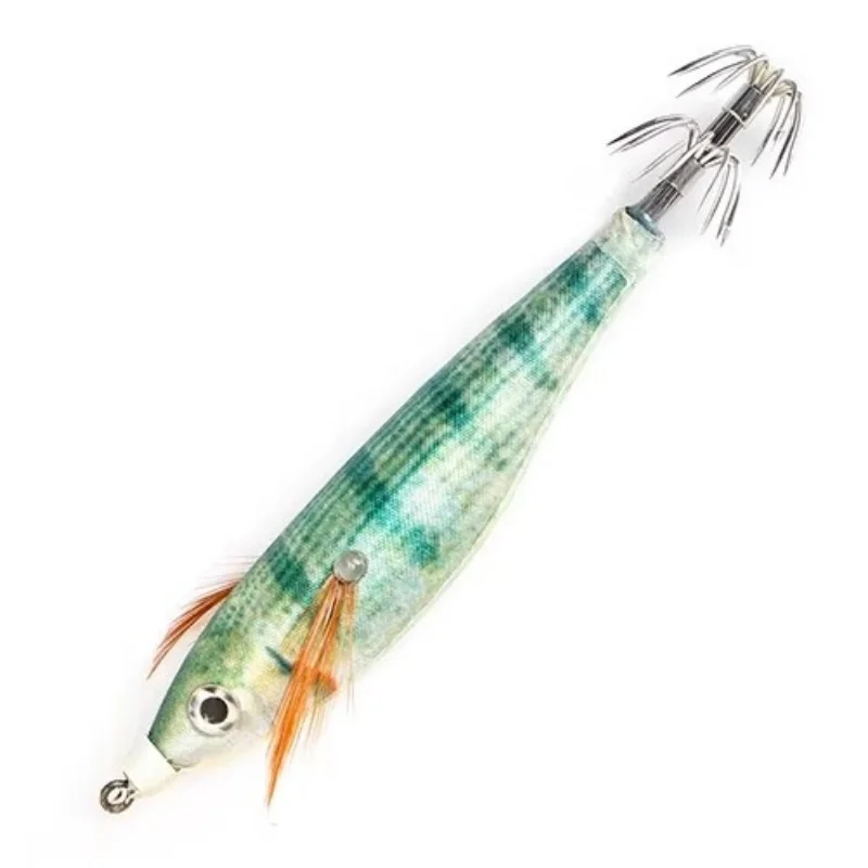 FISH KING 10g Luminous Squid Jig Fishing Lures 3D Eye 8cm Shrimp Squid Hook Octopus Lure Artificial Bait Sea Fishing Accessories