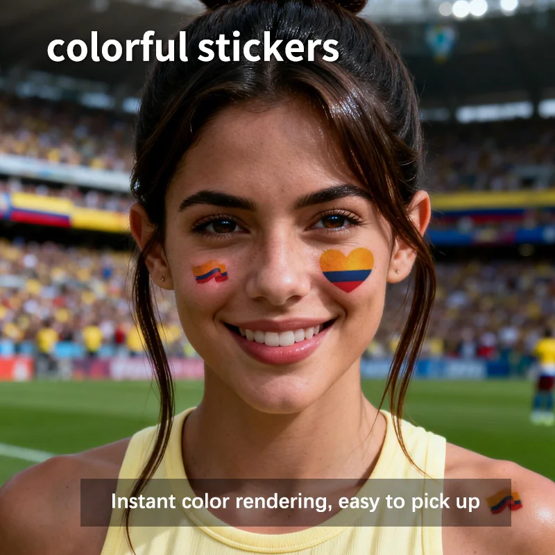 Colombia Flag Temporary Tattoo Sticker, Long-lasting and Waterproof, Festival, Football, Soccer Fan Stickers, Arm