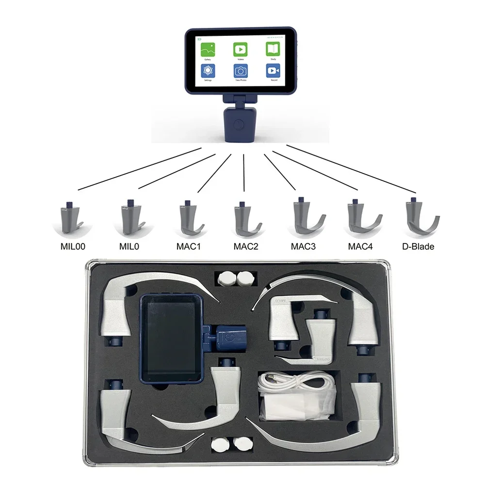 

Reusable Video Laryngoscope with Blades Real-time 4.5" Touch HD LCD Display Visual Intubation System Hospital Medical Device