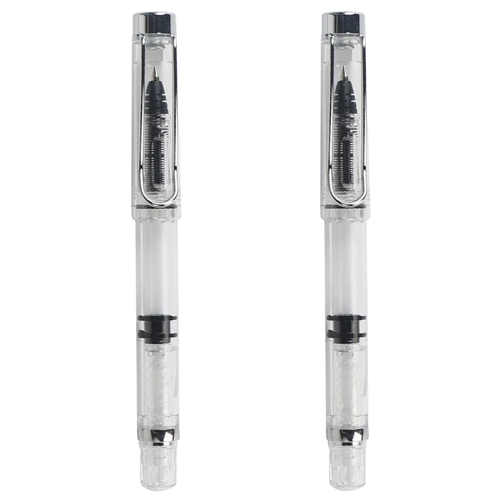 

2pcs Fountain Pen Type Neutral Pen Piston Ink Ballpoint Pen Non-Carbon Large Capacity Ink Filling Office Writing Ink Pen Student