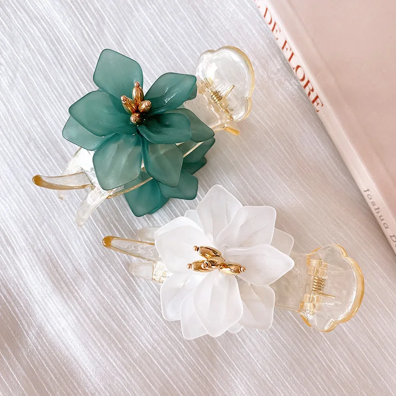 Acrylic Flower Ponytail Clip Women Girls Hairpins Women Headwear Ponytail Acrylic Duckbill Clips Small Size Hair Claws Barrettes