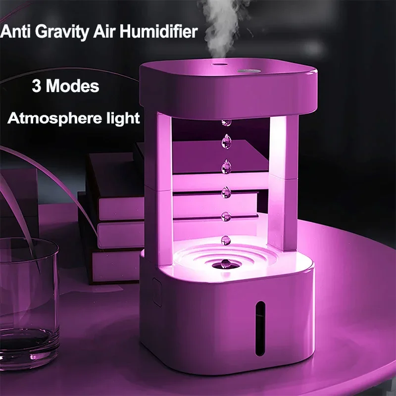 580ML Anti-gravity Water Drop Humidifier, 3 Modes, Levitating Water Drops, Ultrasonic Mist Maker, Nebulizer with LED Night Light