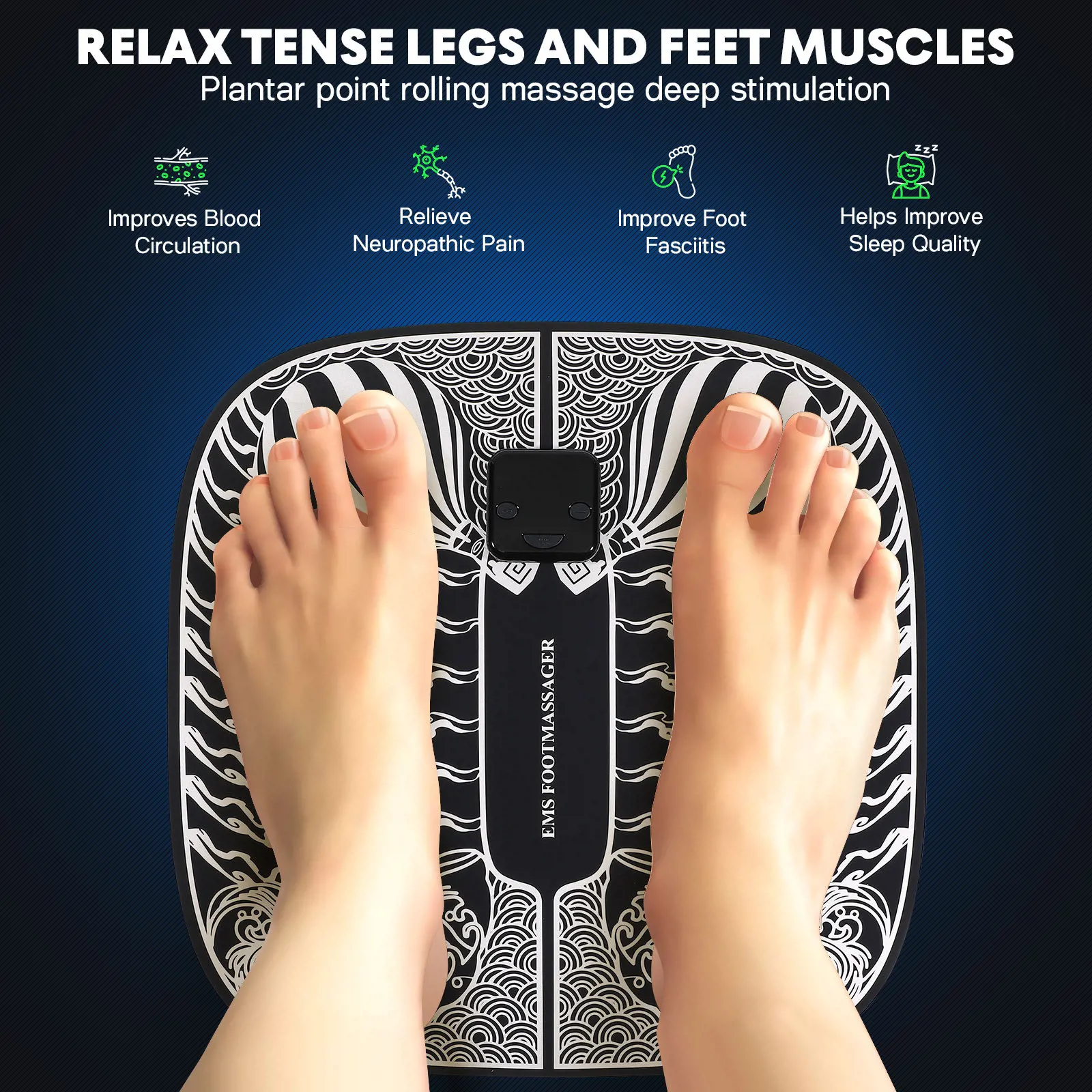 

Foot Massager Machine with Remote Control Electric Massage Pad for Sole Meridian Stimulation Home Leg and Body Therapy Accessory