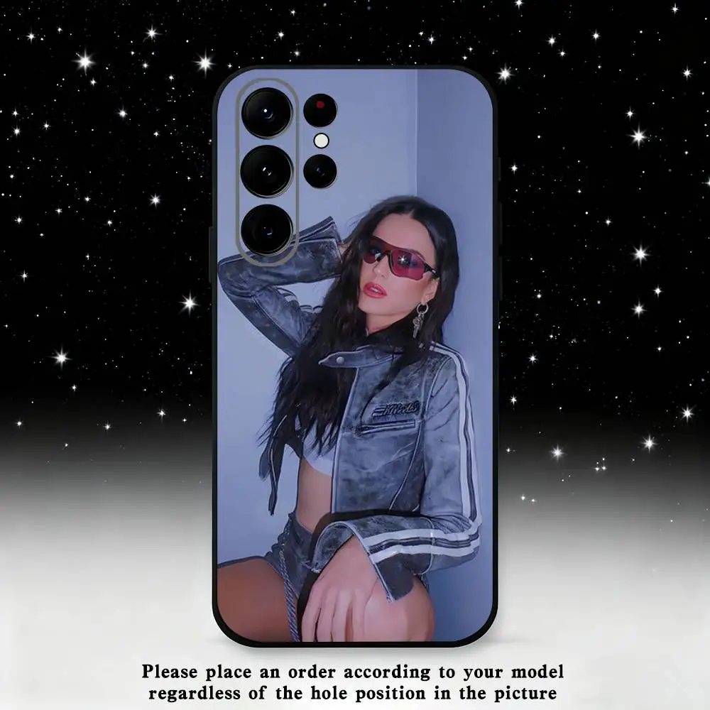 Casing Ponsel K-Katy P-Perry Singer Untuk Samsung S25, S24 Ultra, S20, S30 plus, S22 plus, S23, S30 Ultra 5G Silikon Hitam