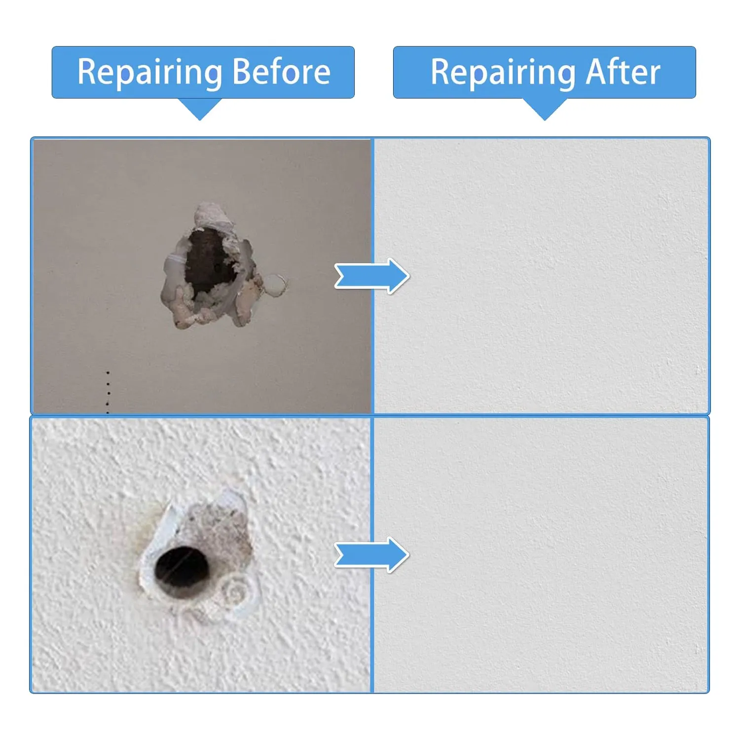 

A01F-Drywall Repair Kit 16 Piece Aluminum Drywall Patch Repair Kit Wall Patches For Holes Drywall Repair (2/4/6/8 Inch)