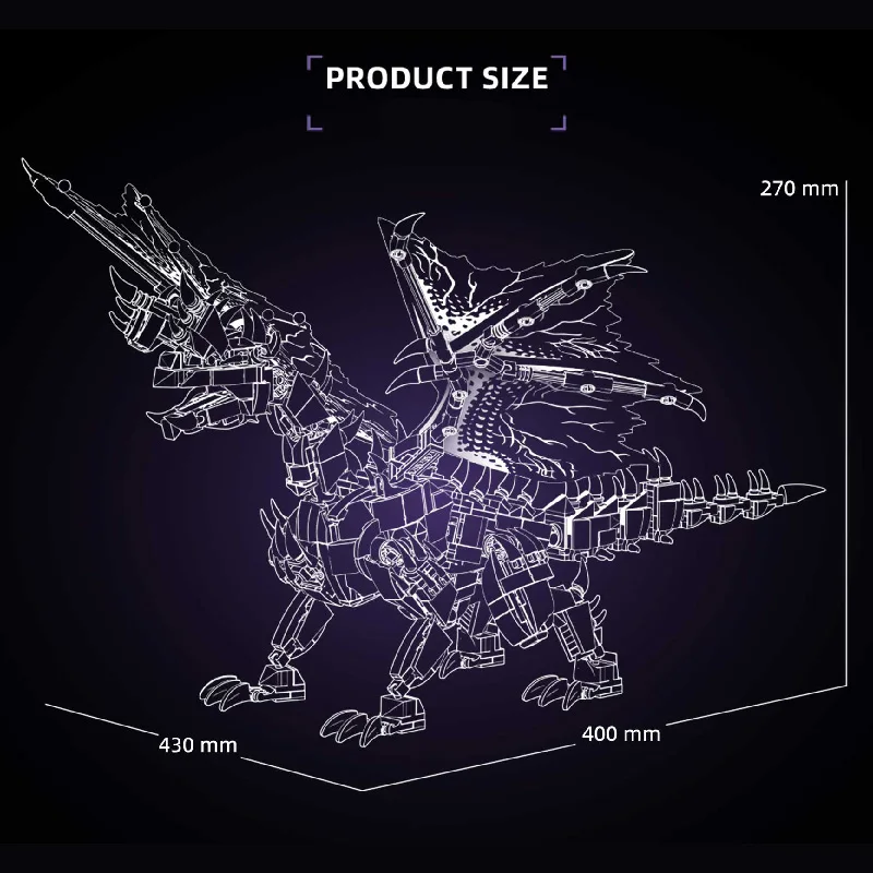 Creative 1087pcs Black Dragon Albatrions Figure Building Blocks MOC Assembly Monster Dragons Hunter Bricks Toys Adult view 5