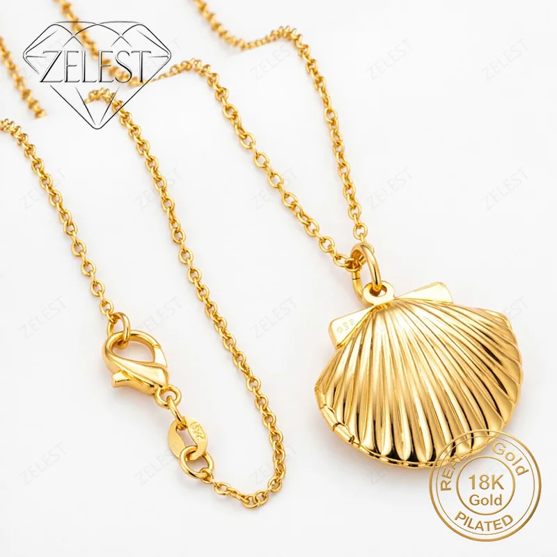 18K Gold Plated 16-30 Inch Exquisite Shell Pendant Necklace for Women Fashion Wedding Jewelry Party Favor Accessories