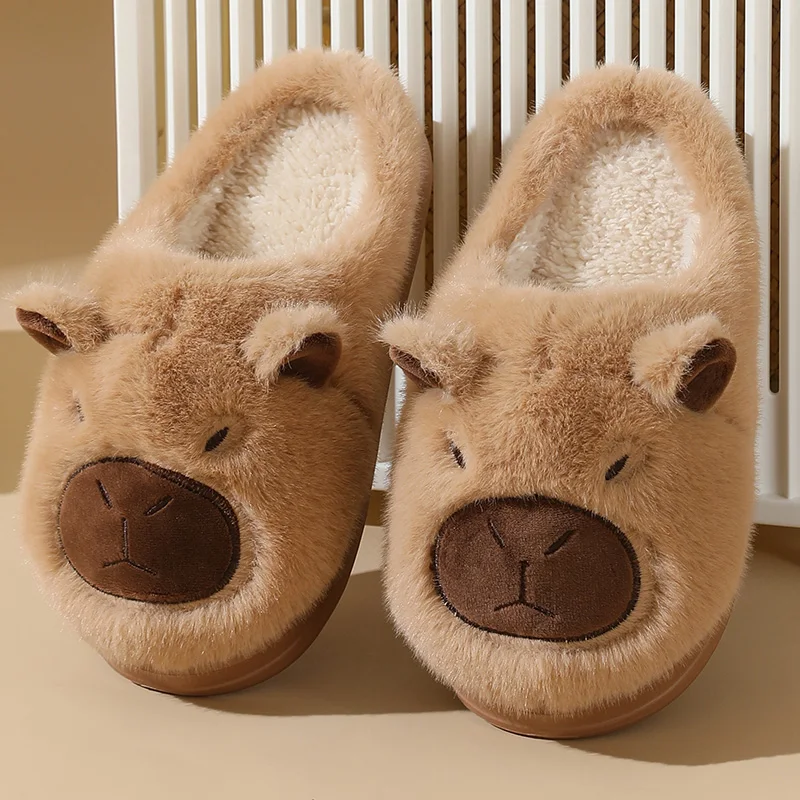 Autumn and Winter Fluffy Home Slippers, Warm Soft-Soled Ankle Shoes, Plush Indoor Comfortable High-Top Shoes, Bedroom Silent Floor Shoes