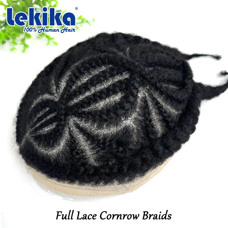 

Cornrow Braids Toupee For Men Women and Kids Men's capillary prothesis Braids Lace Afro 100% Human Hair Toupee for Black Men