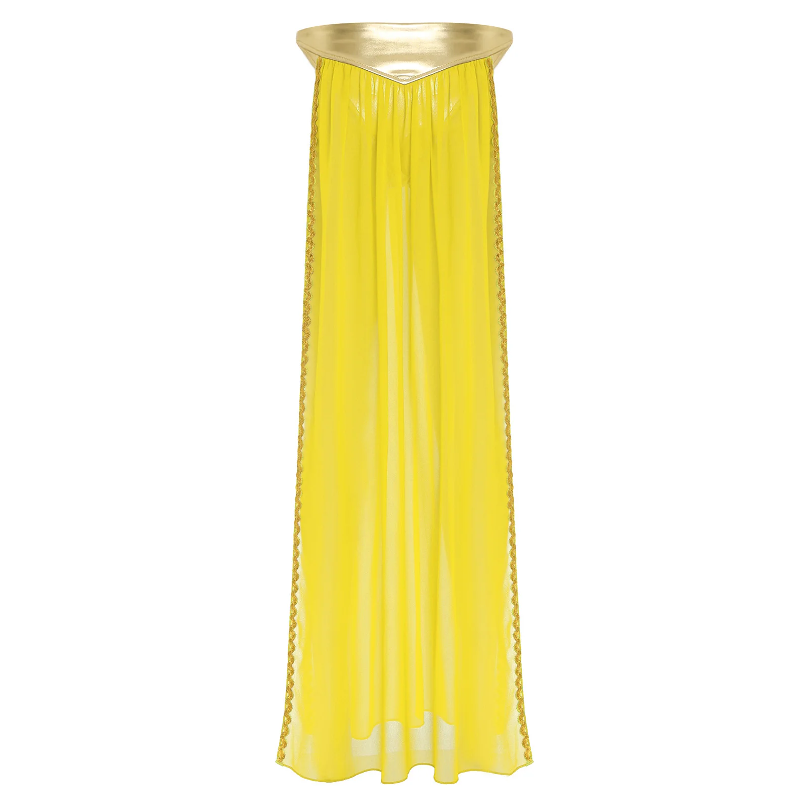 أزياء الهالوين النسائية التأثيرية للملكة المصرية القديمة ملابس الرقص الشرقي تنورة معدنية لامعة بفتحة جانبية مع ملخصات #2