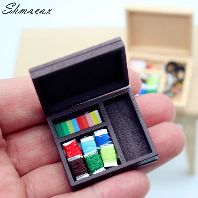 Dollhouse Mini Painting Paint Box, Sewing Box, Miniature Model, Ornaments, Props, Ornaments