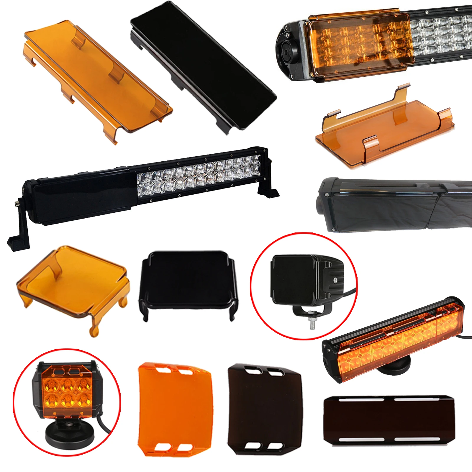 

3 4 6 8 9 12 20 22 32 42 52inch Lens Protect Cover Dust Proof Snap-on Design Protection Covers for Dual Row Led Work Light Bars