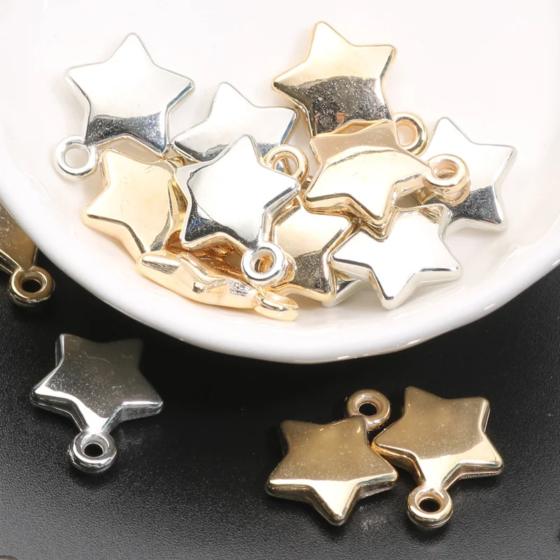 30pcs Charm Star Pendants For Necklaces 13x16mm Acrylic Spacer Beads Making DIY Jewelry Key Chain Bracelets Earrings Accessories