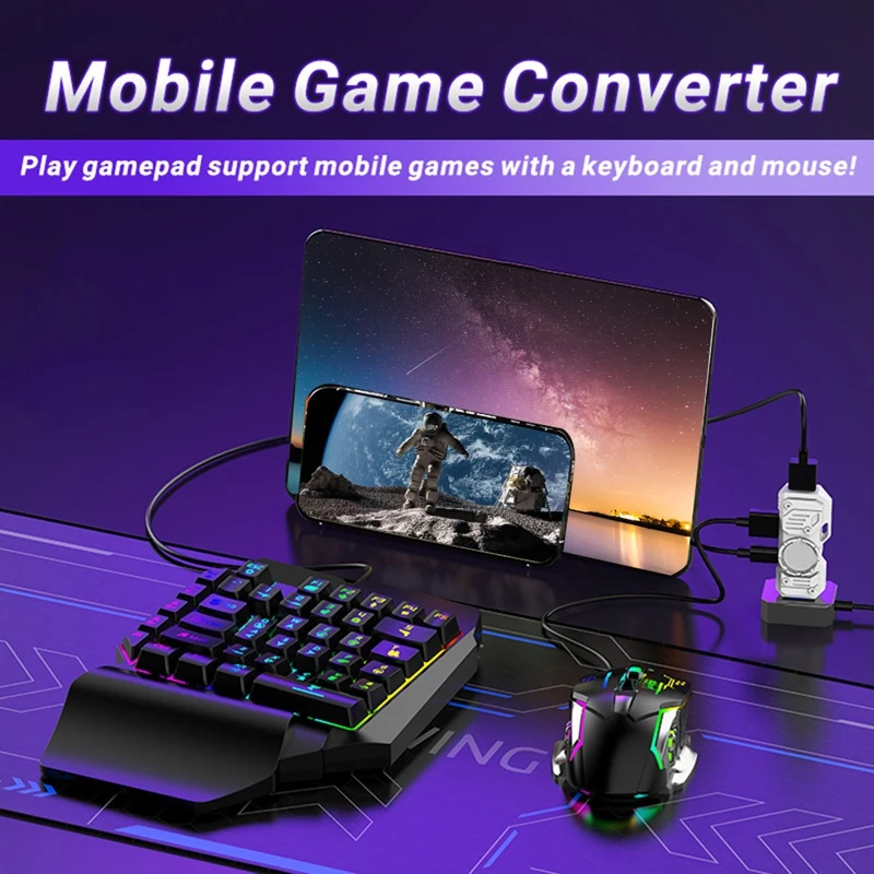 1 conjunto mini jogo conversor de controlador móvel para o telefone móvel controlador de jogo teclado mouse conversor com teclado/mouse-abla