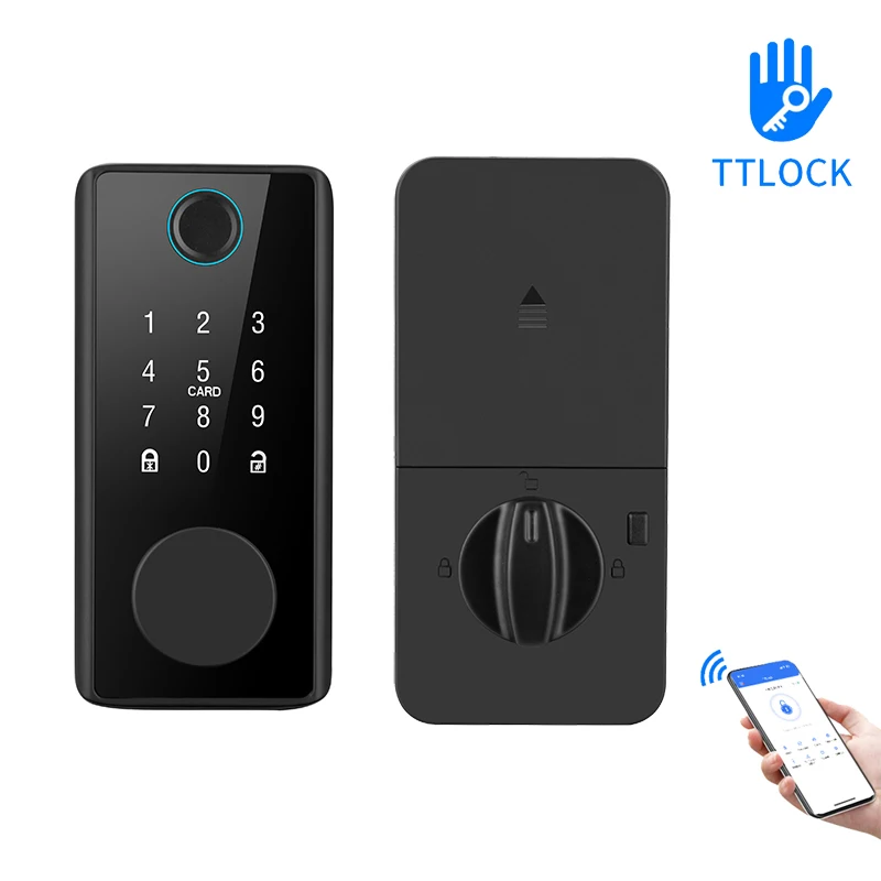 TTLock APP Smart Fingerprint Password RFID Card US Deadbolt Automatic Electric Latch Lock