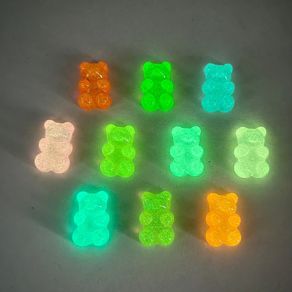 Noctilucent 10/5PCS little bear Shoe Charm Mix Wholesale Resin Decoration Buckle Fit Sandal Detachable Waterproof To X-mas Gift