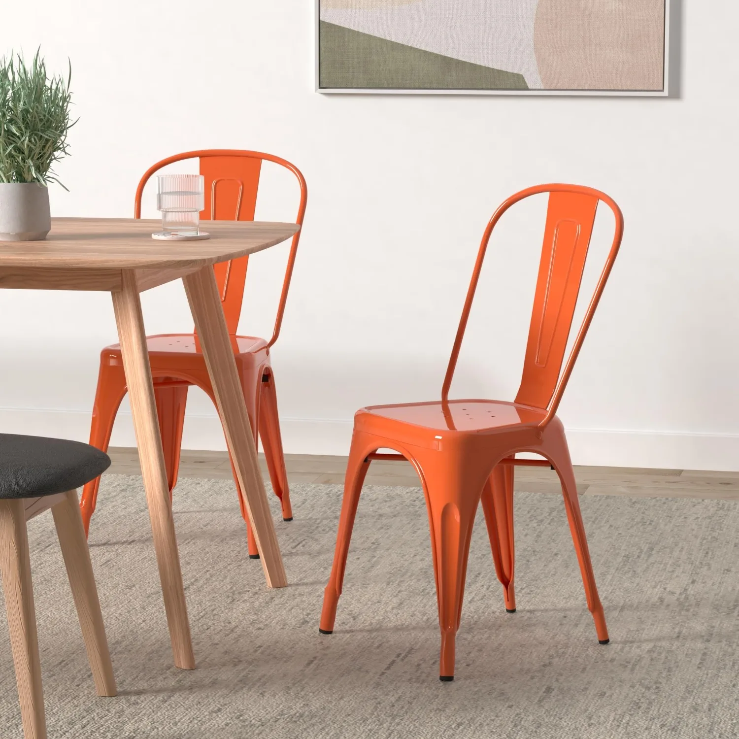 Metal Dining Chair Farmhouse Tolix Style for Kitchen Dining Room Café Restaurant Bistro Patio, 18 Inch, Stackable