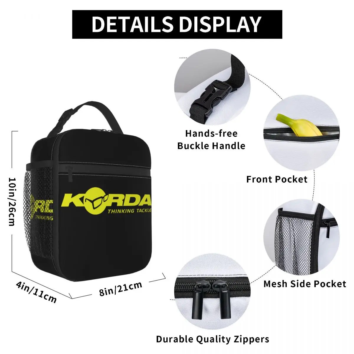 Korda Inspired Fishing Insulated Lunch Bags for School Office Fish Carp Gift Waterproof Thermal Cooler Lunch Box Women Children