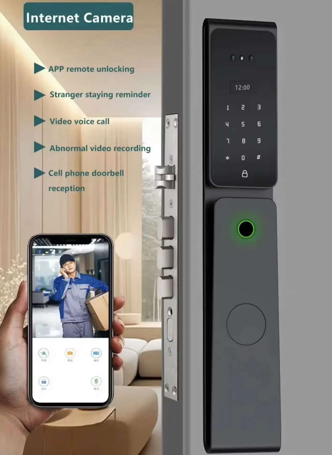 Tuya Ultra-Thin Smart Lock Waterproof Biometric Multifunctional Product with Tuya App Connectivity
