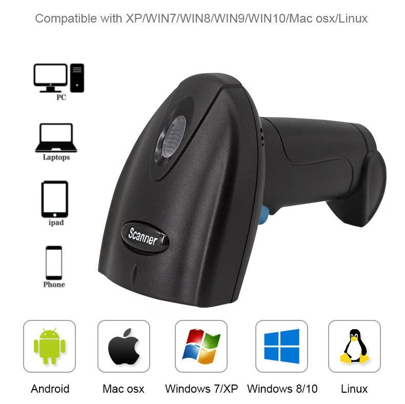 Barcode Scanner 1D 2D QR Codes Reader Bluetooth 2.4G Wireless USB Wired Barcode Reader Fast and Accurate Long Lasting U Serie